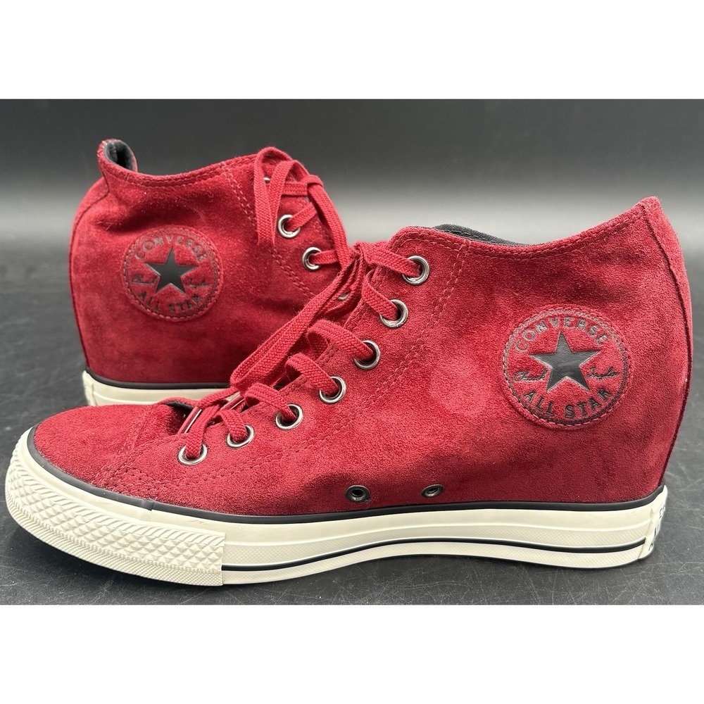 Converse All Star Women's Hidden Wedge Suede Platform Shoes Size 9 Brick Crimson